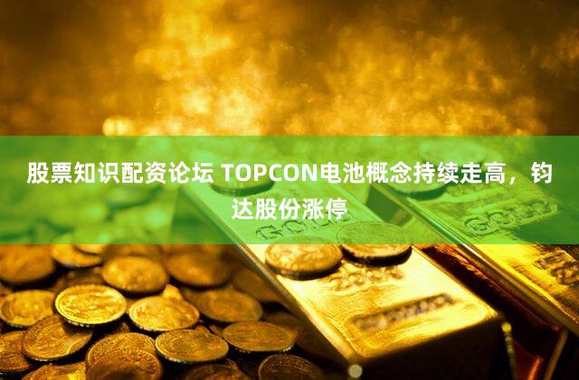 股票知识配资论坛 TOPCON电池概念持续走高，钧达股份涨停