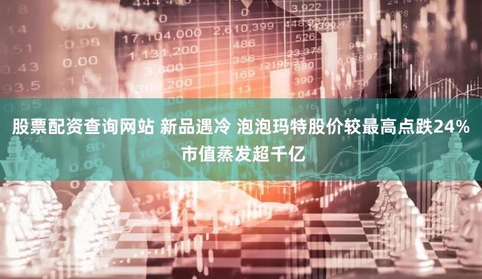 股票配资查询网站 新品遇冷 泡泡玛特股价较最高点跌24% 市值蒸发超千亿