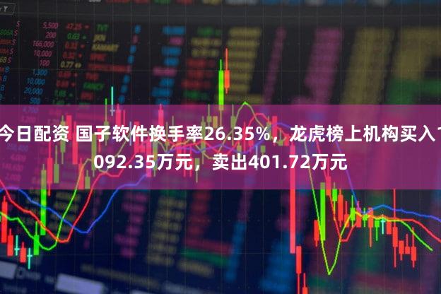 今日配资 国子软件换手率26.35%，龙虎榜上机构买入1092.35万元，卖出401.72万元
